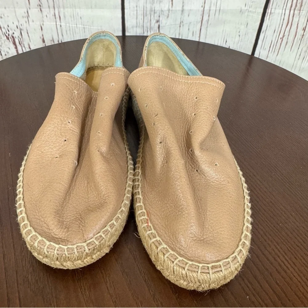 Rag & Bone New York Tan Slouchy Leather & Espadrilles Loafer Flat women’s 7 EUC